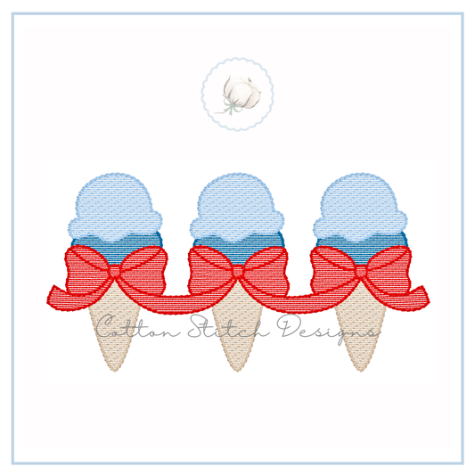 Ice Cream Long Bow Embroidery Design