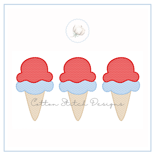Ice Cream Trio Embroidery Design