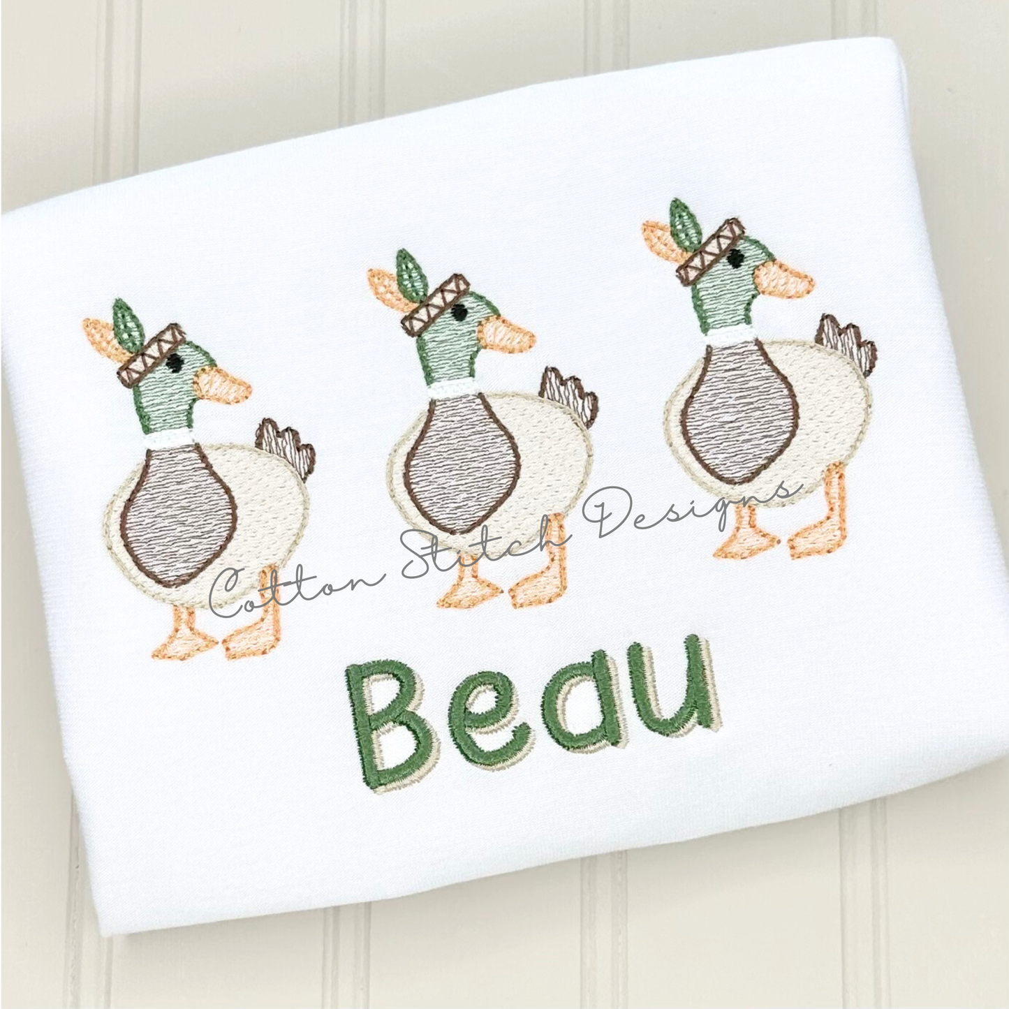 Thanksgiving Indian Mallard Duck Trio Embroidery Design