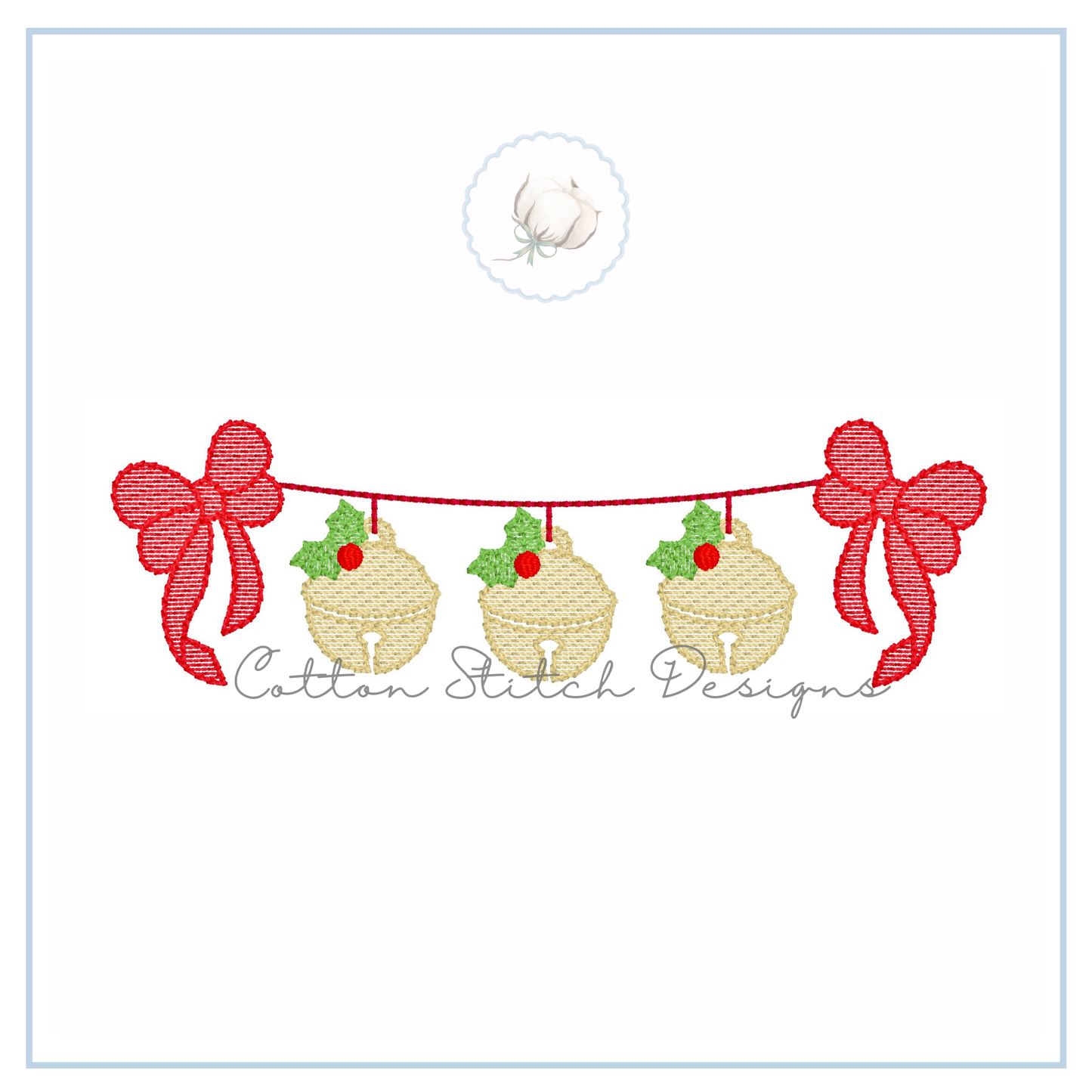 Jingle Bell Bow Swag Embroidery Design