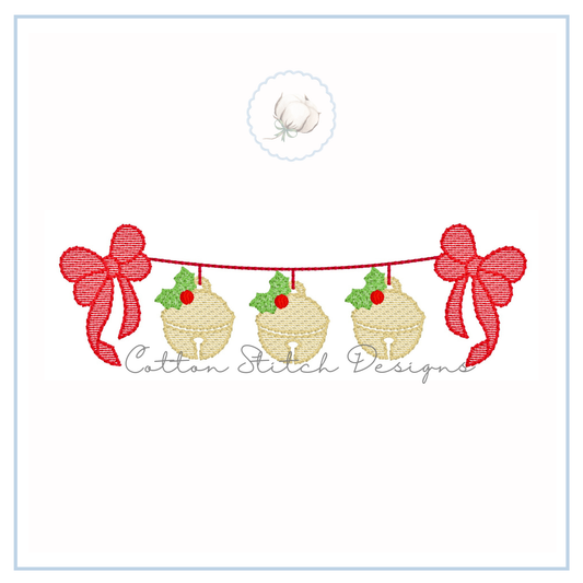 Jingle Bell Bow Swag Embroidery Design