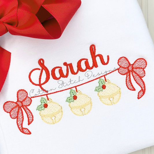 Jingle Bell Bow Swag Embroidery Design