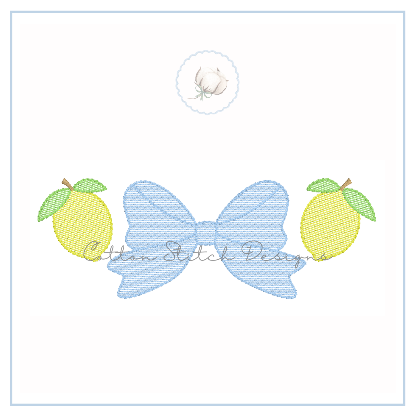 Lemon Bow Embroidery Design