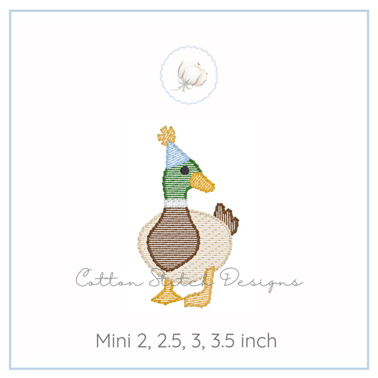 Mini Party Mallard Duck Embroidery Design