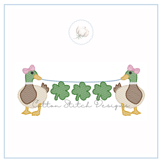 Mallard Bow Shamrock String Embroidery Design