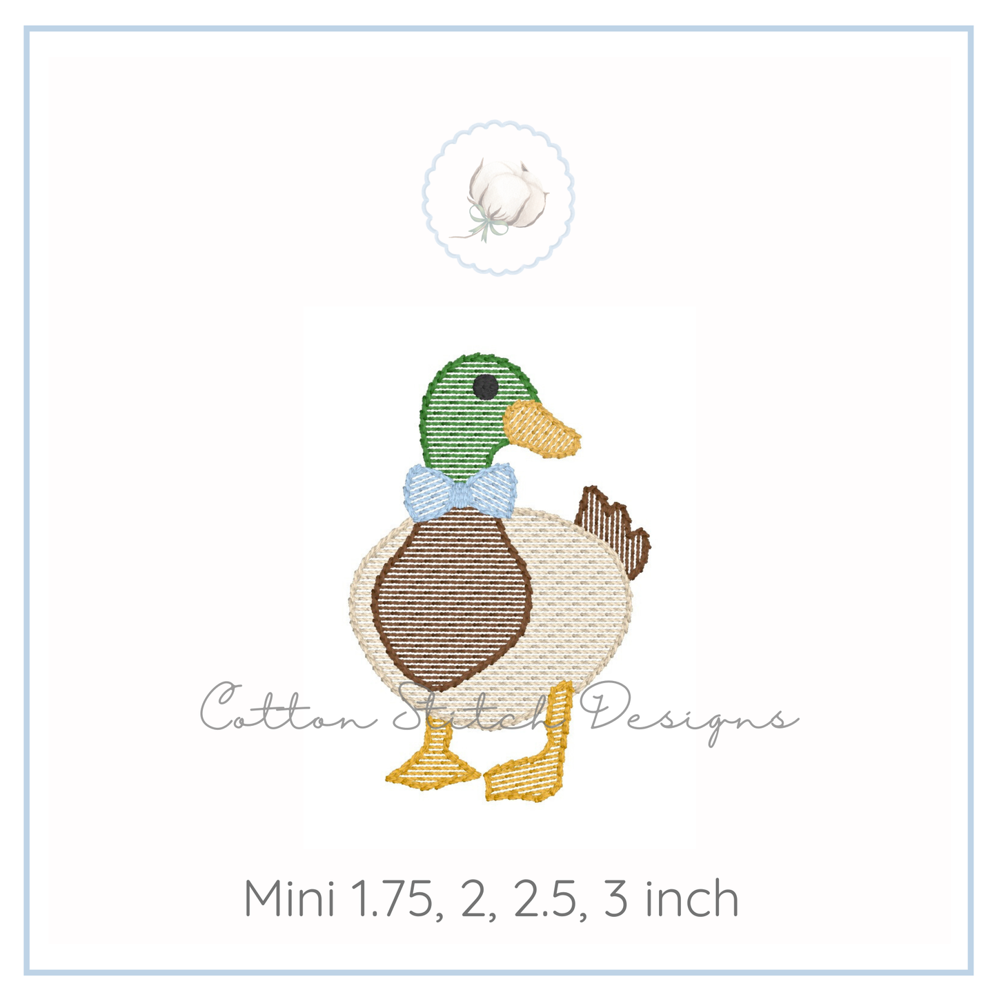 Mini Mallard Duck Bow Tie Embroidery Design