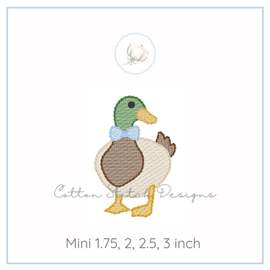 Mini Mallard Duck Bow Tie Embroidery Design