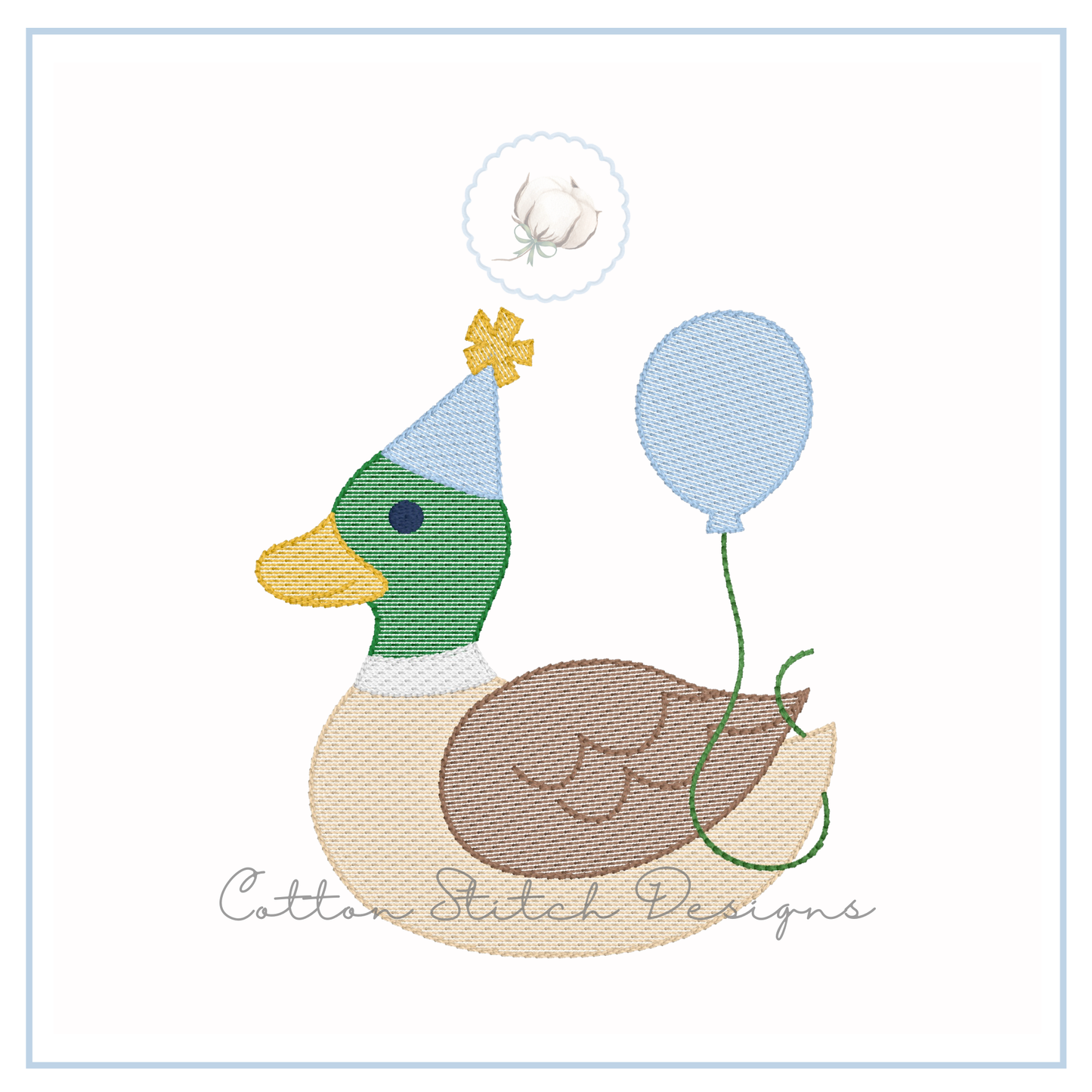 Mallard Duck Birthday Embroidery Design