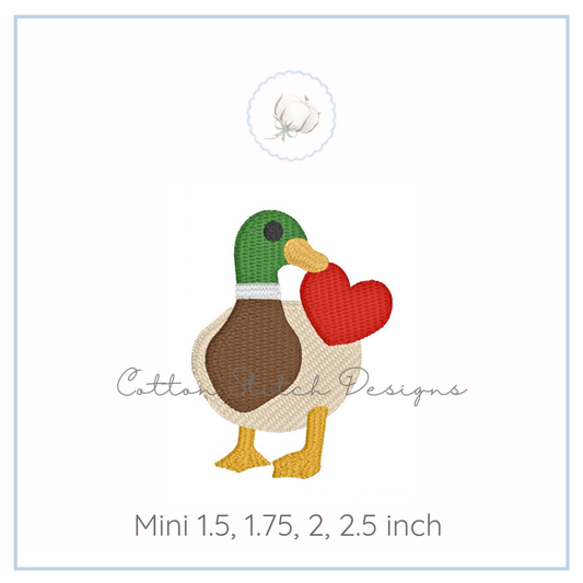 Mini Mallard Heart Embroidery Design