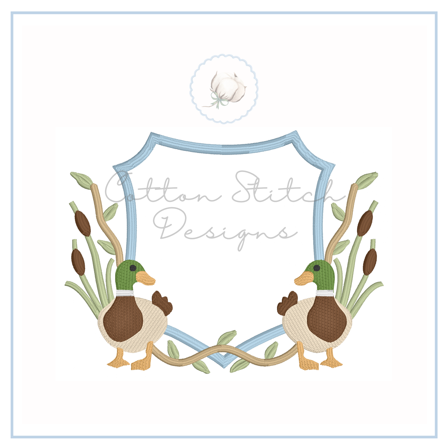 Mallard Duck Monogram Crest Embroidery Design