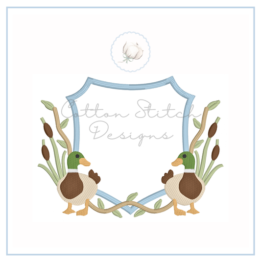 Mallard Duck Monogram Crest Embroidery Design