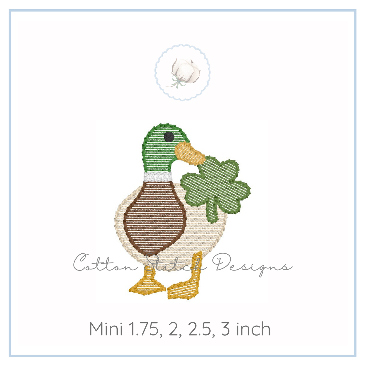 Mini Mallard Shamrock Embroidery Design