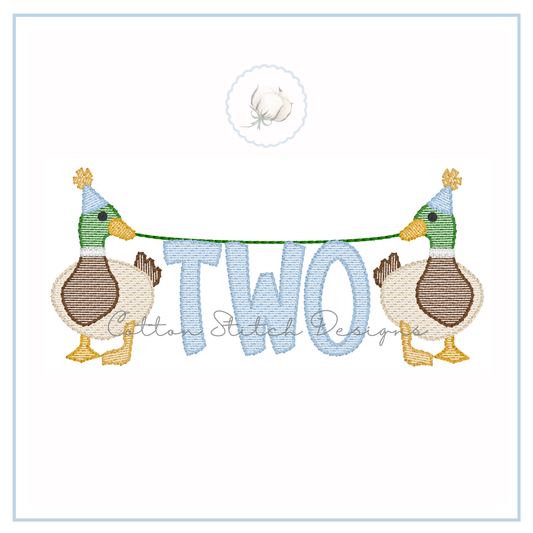 Mallards Holding Two Embroidery Design