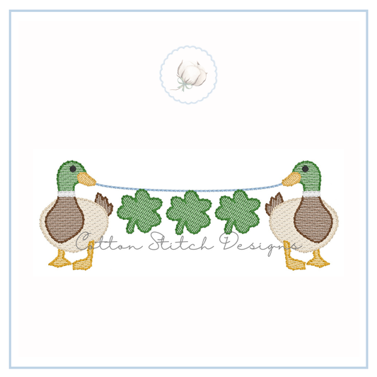 Mallards Shamrock String Embroidery Design
