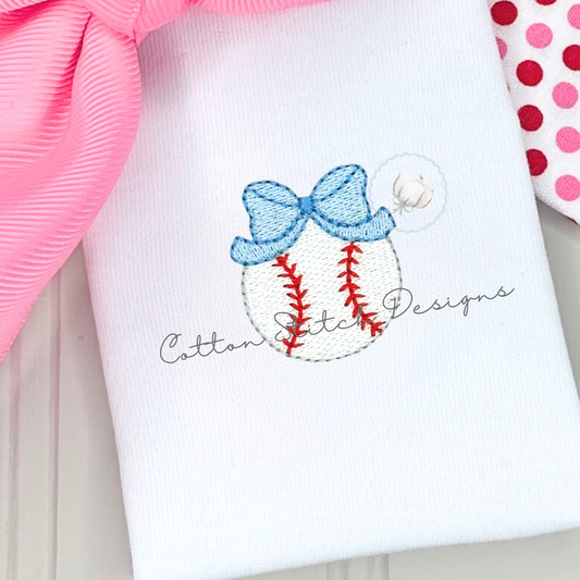 Mini Baseball Bow Fill Stitch Embroidery Design