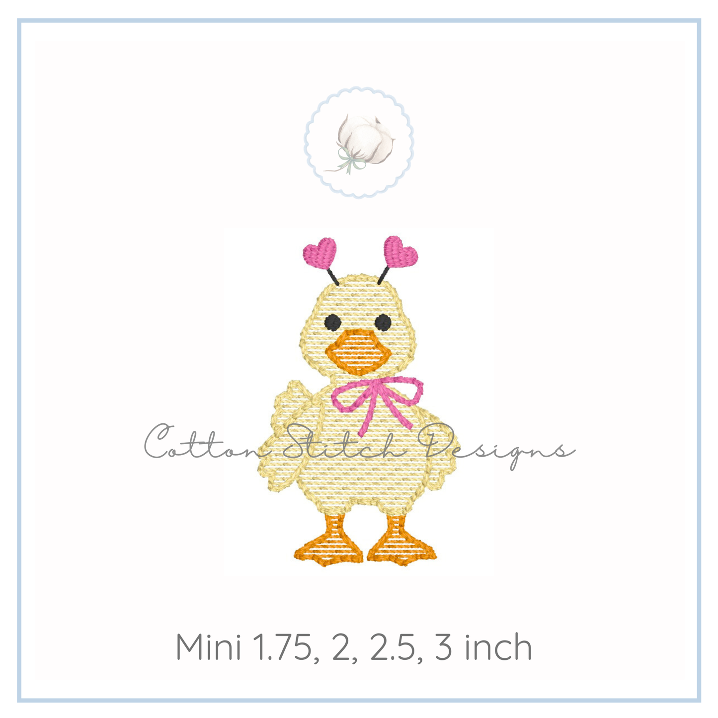 Mini Cute Valentine Duck Sketch Embroidery Design