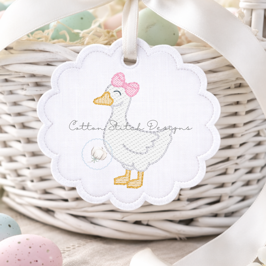 Mini Happy Goose with Bow Sketch Embroidery Design