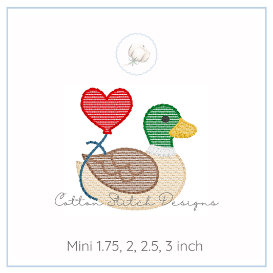 Mini Mallard Heart Balloon Sketch Embroidery Design