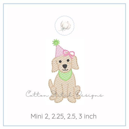 Mini Party Puppy Girl Sketch Embroidery Design