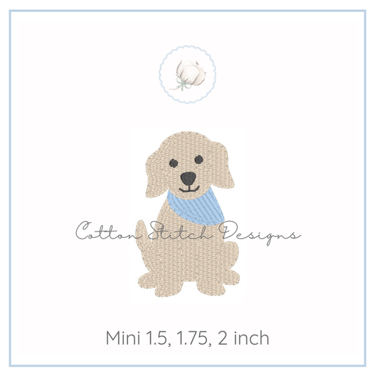Mini Puppy with Bandana Fill Stitch Embroidery Design