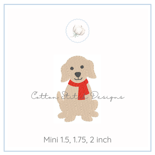 Mini Puppy with Scarf Fill Stitch Embroidery Design