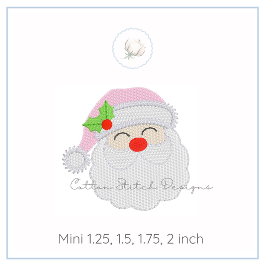 Mini Santa with Holly Fill Satin Stitch Embroidery Design