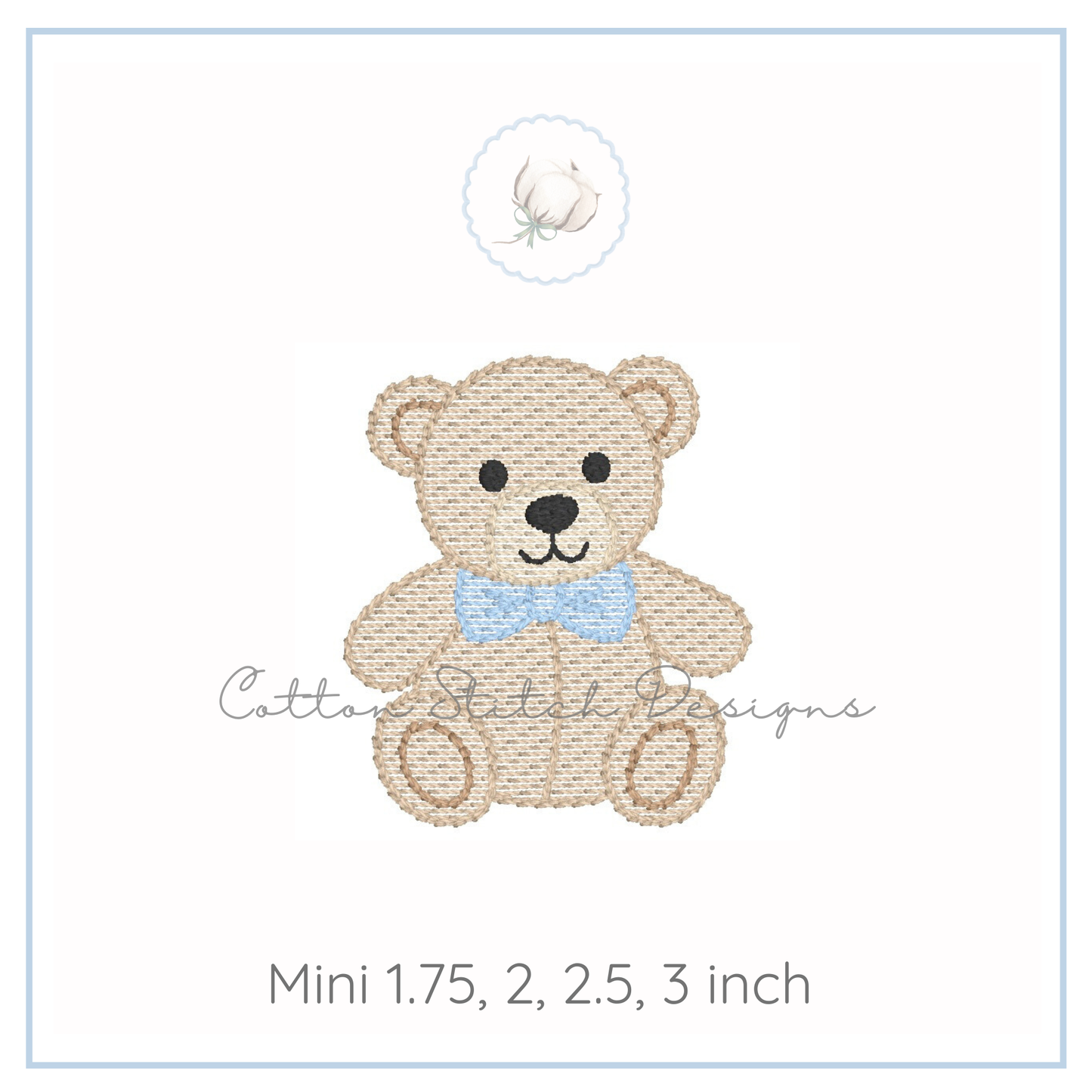 Mini Teddy Bear Bow Tie Embroidery Design