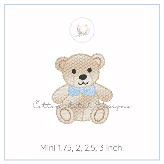 Mini Teddy Bear Bow Tie Embroidery Design