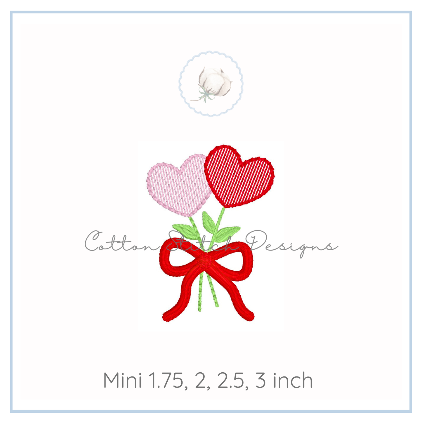 Mini Valentine Heart Flower Sketch Embroidery Design