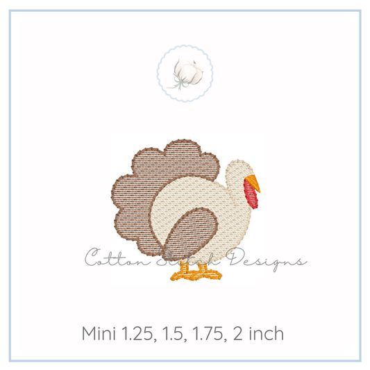 Mini Wild Turkey Sketch Embroidery Design