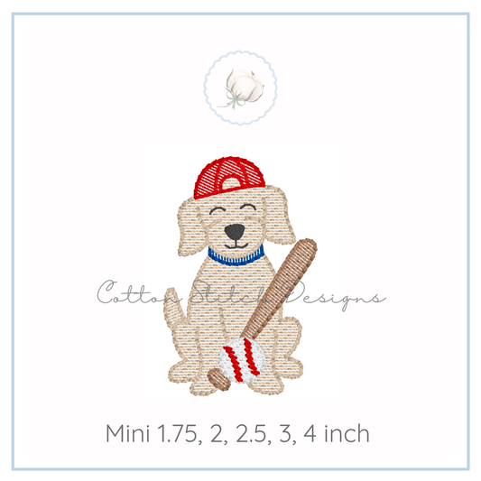 Mini Baseball Puppy Embroidery Design