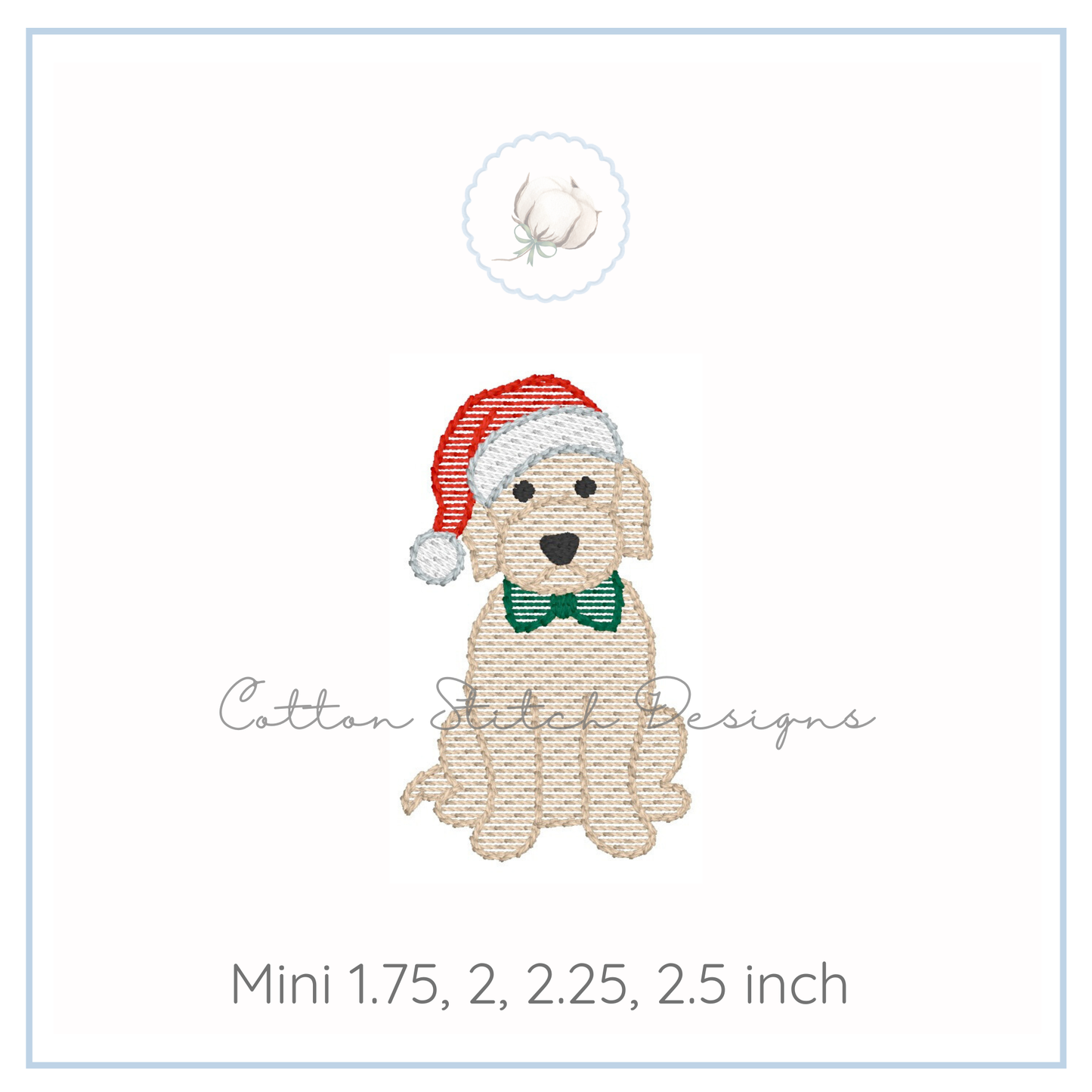 Mini Christmas Doodle Puppy Embroidery Design