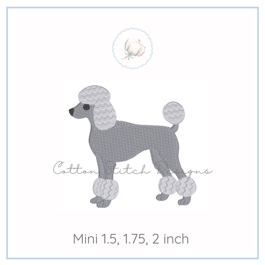 Mini Poodle Fill Stitch Embroidery Design