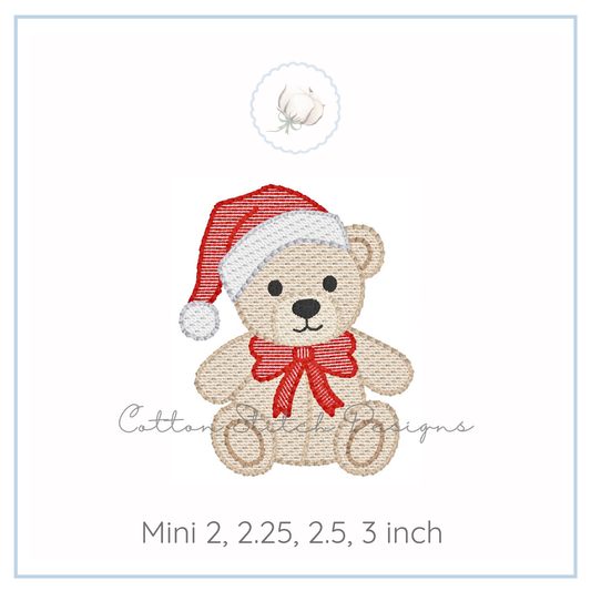 Mini Santa Teddy Bear Embroidery Design