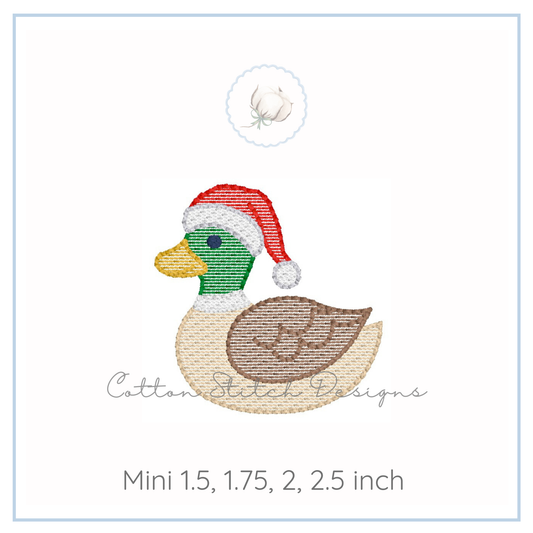 Mini Santa Mallard Duck Embroidery Design