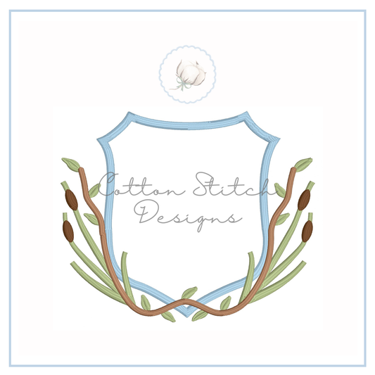 Monogram Crest with Reeds Embroidery Design