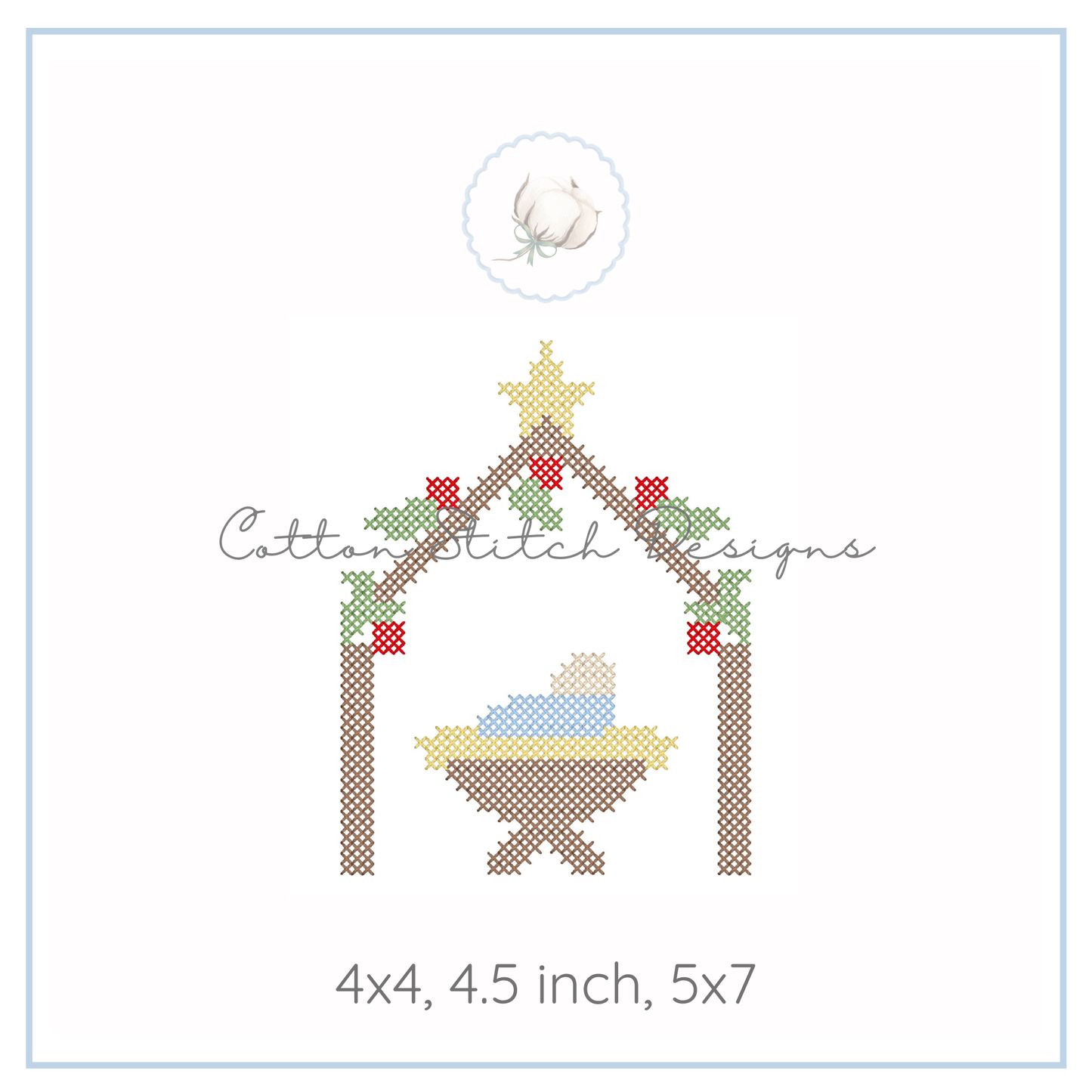Christmas Nativity Cross Stitch Machine Embroidery Design