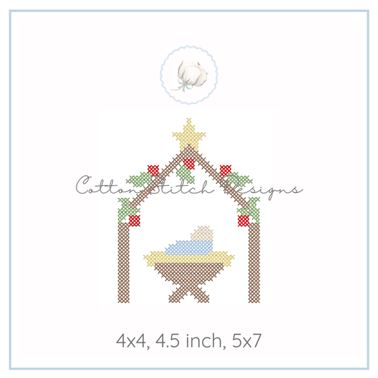 Christmas Nativity Cross Stitch Machine Embroidery Design