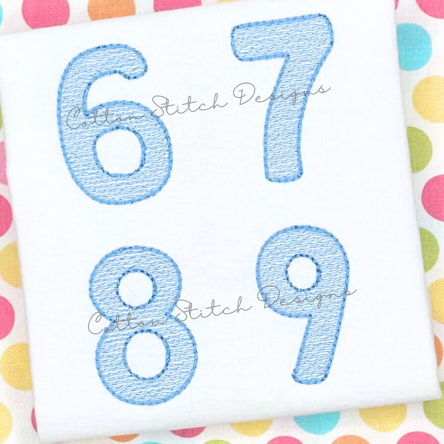 Birthday Number Set Sketch Stitch Machine Embroidery Design 0-9