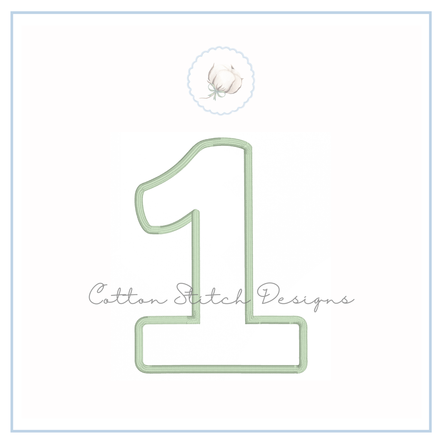 Number One Satin Applique Embroidery Design