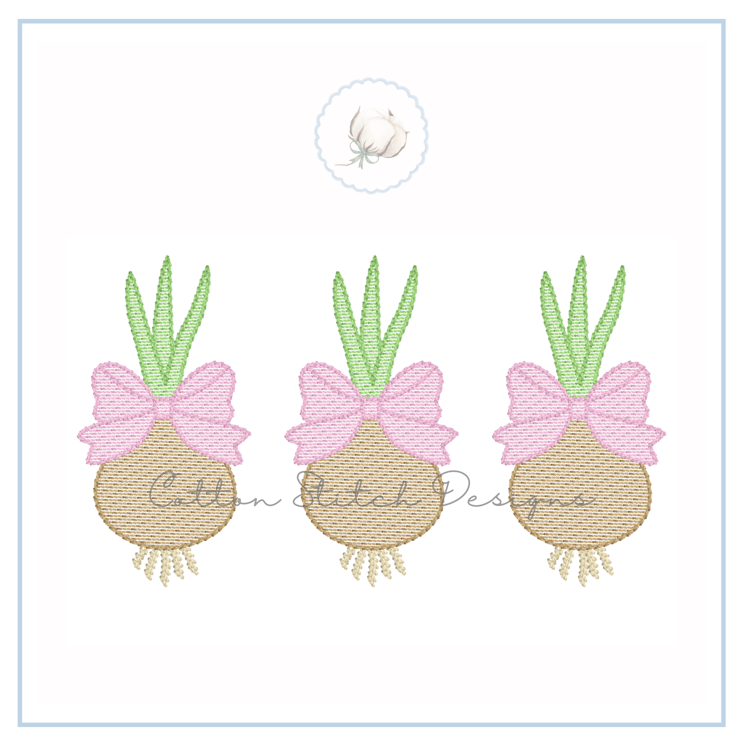 Onion with Bow Trio Embroidery Design