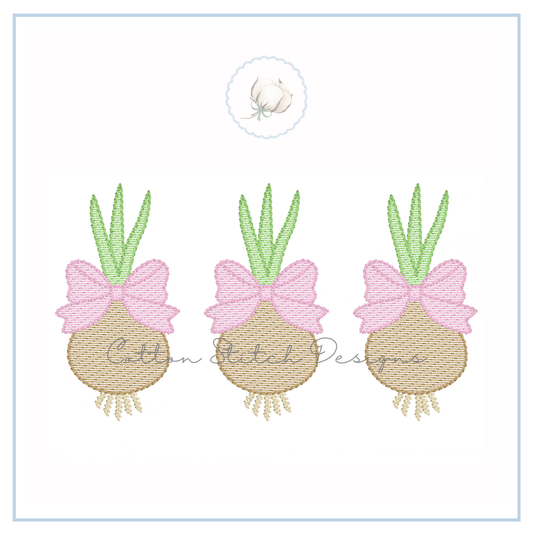 Onion with Bow Trio Embroidery Design