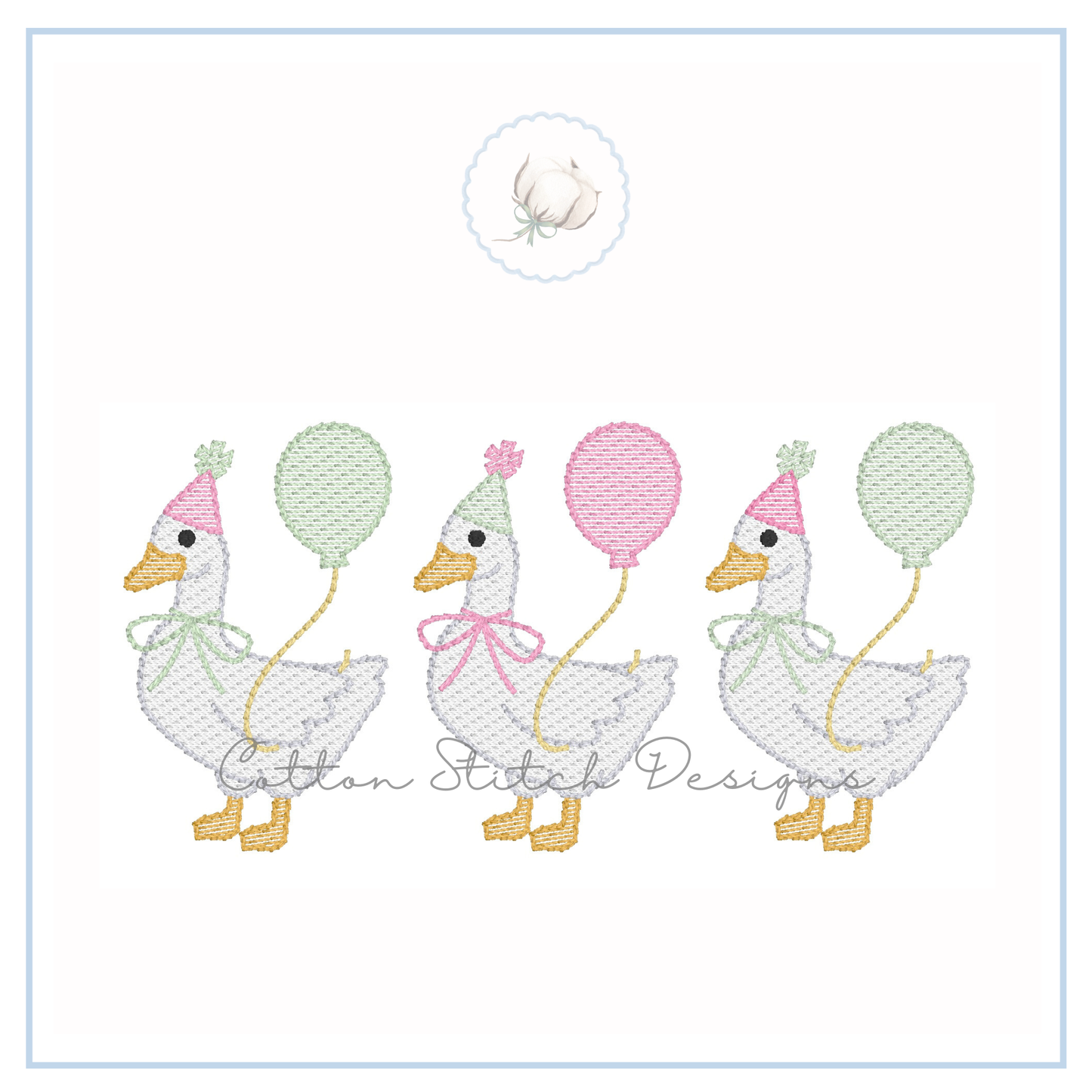 Party Goose Trio Embroidery Design