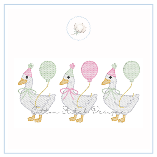 Party Goose Trio Embroidery Design