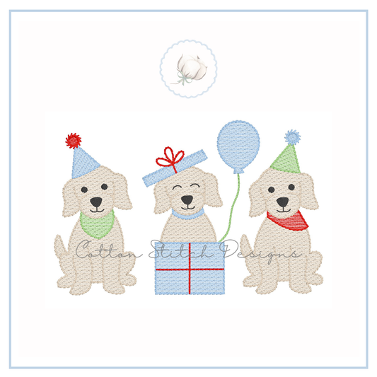 Party Puppy Trio Embroidery Design
