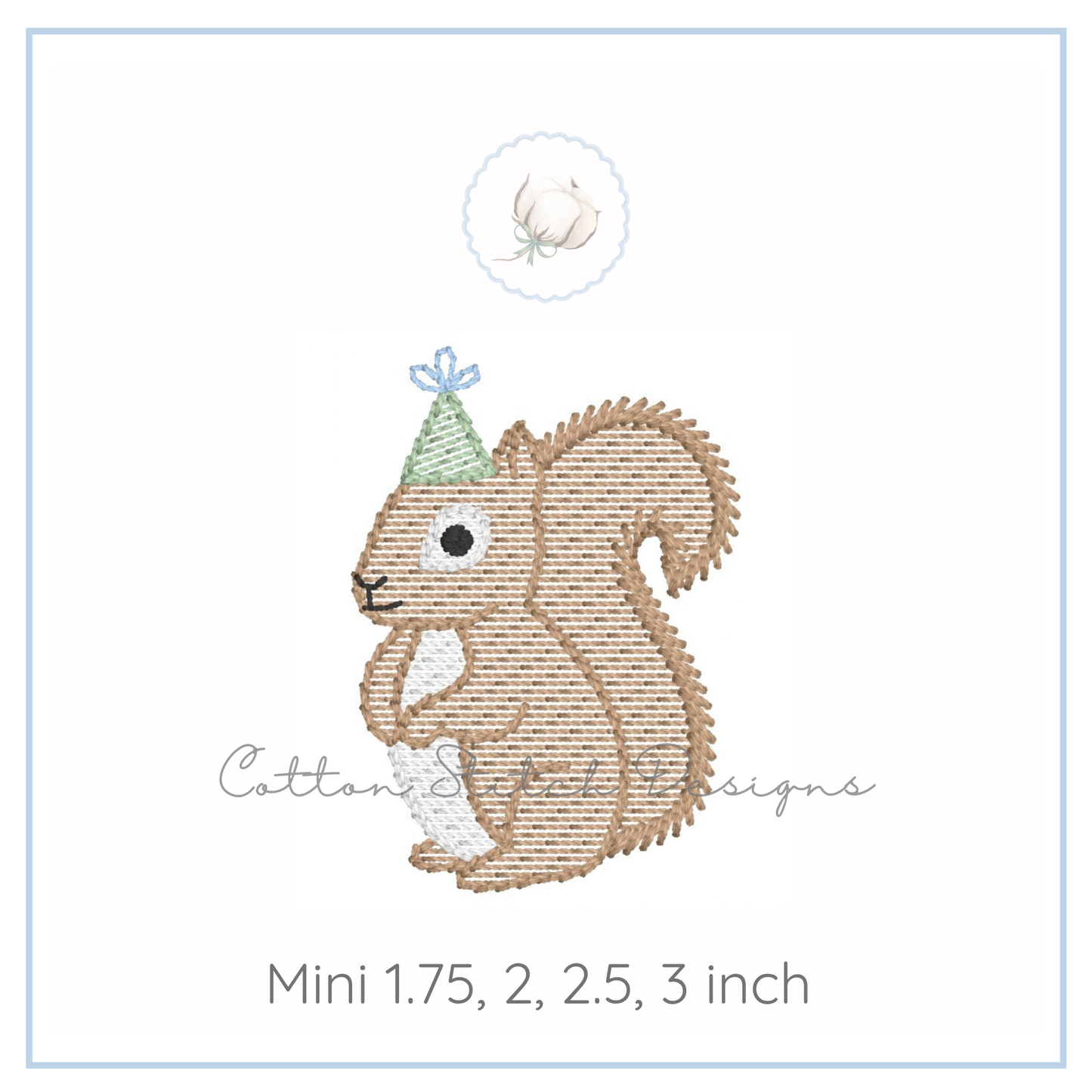 Mini Party Squirrel Embroidery Design