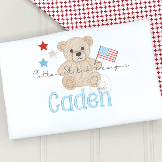Patriotic Teddy Bear Embroidery Design