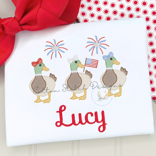 Patriotic Mallard Girl Trio Embroidery Design
