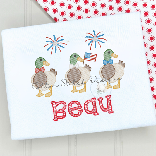 Patriotic Mallard Trio Embroidery Design