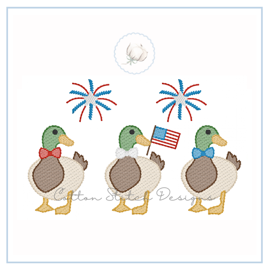 Patriotic Mallard Trio Embroidery Design